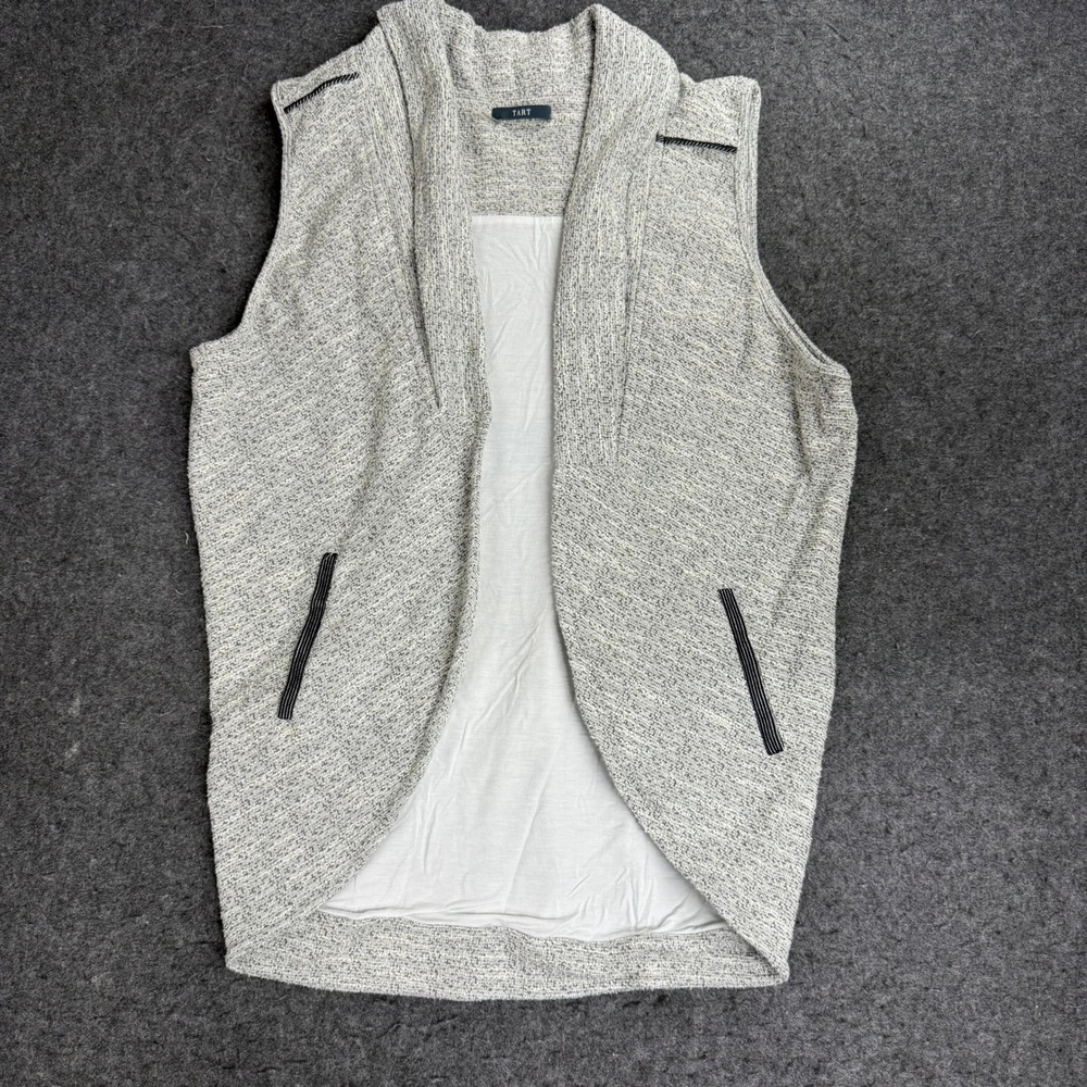 TART‎ Womens Textured Knit Sleeveless Open Front Vest Cardigan Size S